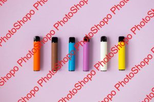 Disposable electronic cigarettes in different colors.